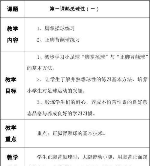 足球训练与技巧教案（从基础到高级）